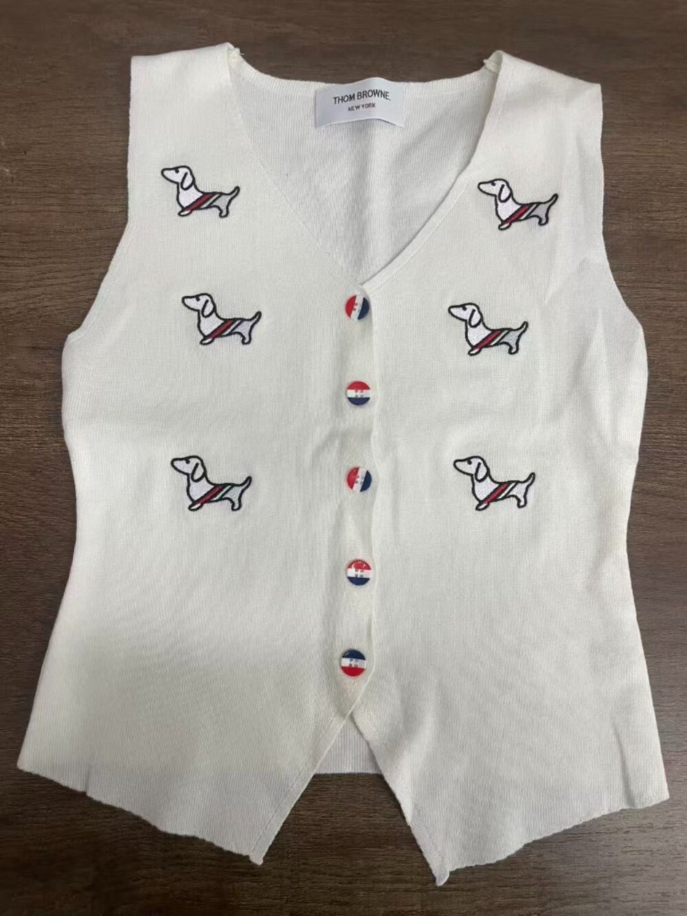 Thom Browne White Dachshund Knit Vest